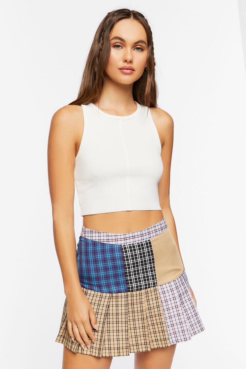 

Мини-юбка в переработанную клетку Forever 21, синий