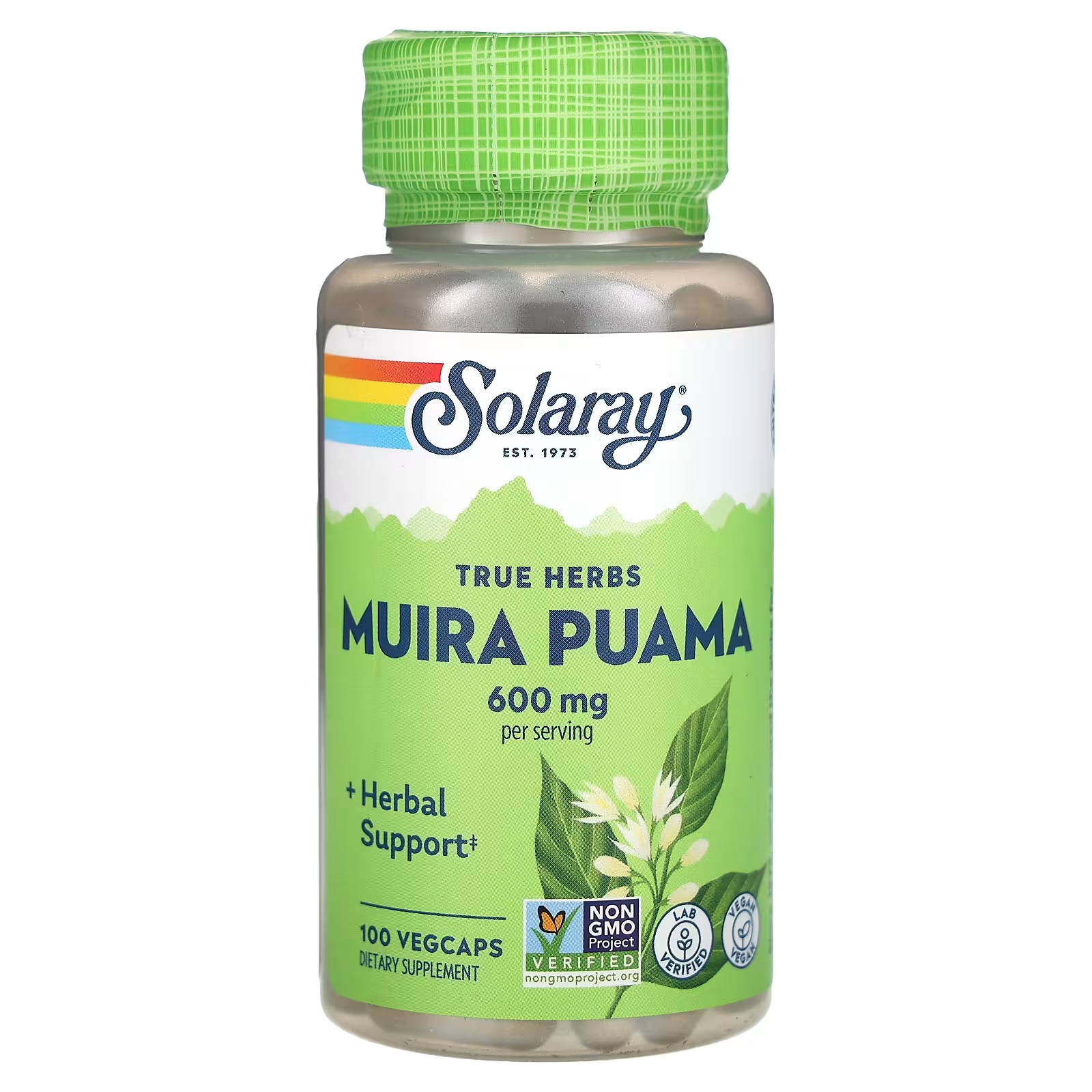 Solaray True Herbs Muira Puama 600 мг 100 растительных капсул (300 мг на капсулу) solaray true herbs облепиха 600 мг 100 растительных капсул 300 мг на капсулу