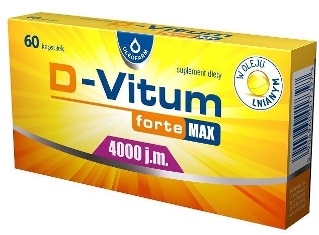 D-Vitum Forte Max 4000j.m. Kapsułki витамин D3 в капсулах, 60 шт. витамин д3 в капсулах sundovit d3 2000 j m kapsułki 60 шт
