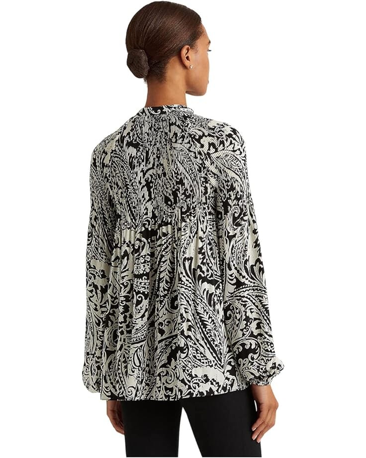 

Блуза LAUREN Ralph Lauren Paisley Pleated Georgette Blouse, цвет Polo Black/Cream