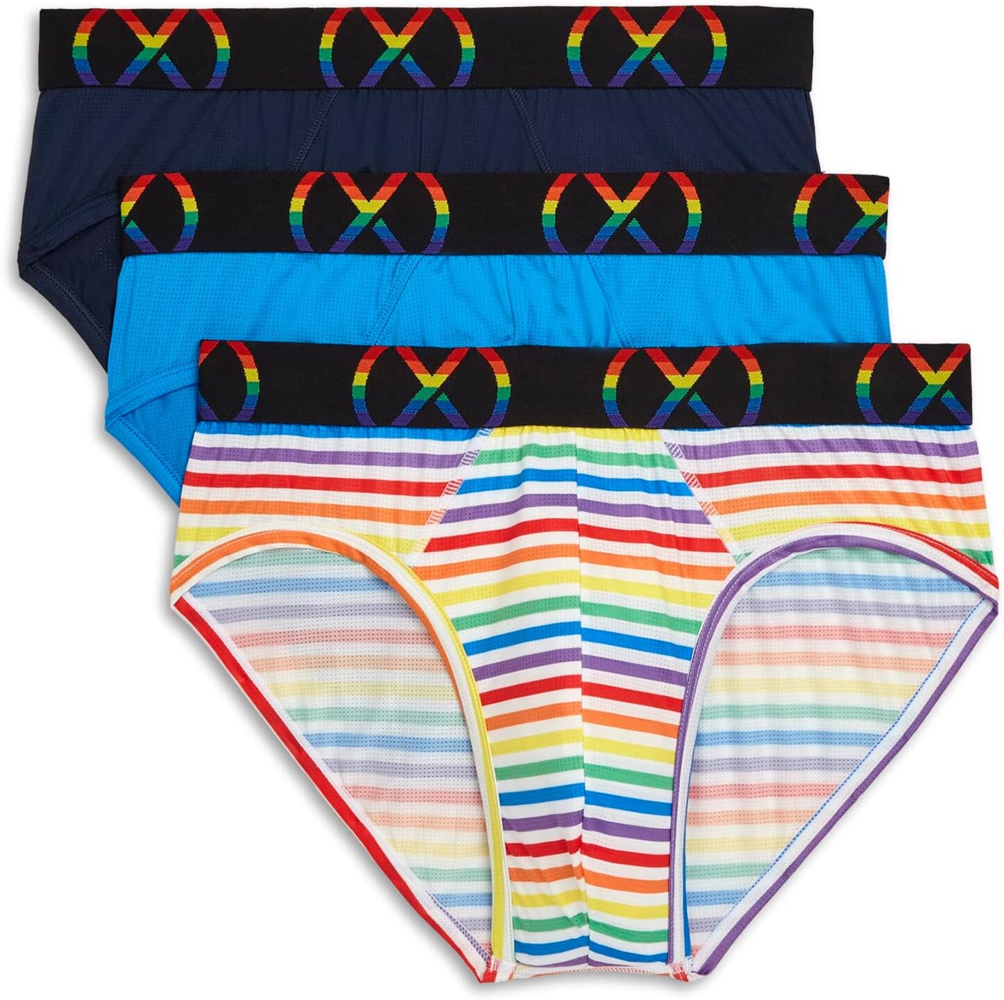 

(X) Комплект из 3 трусов Sport Mesh Pride для неявки 2(X)IST, цвет Varsity Navy/Electric Blue/Rainbow Stripe