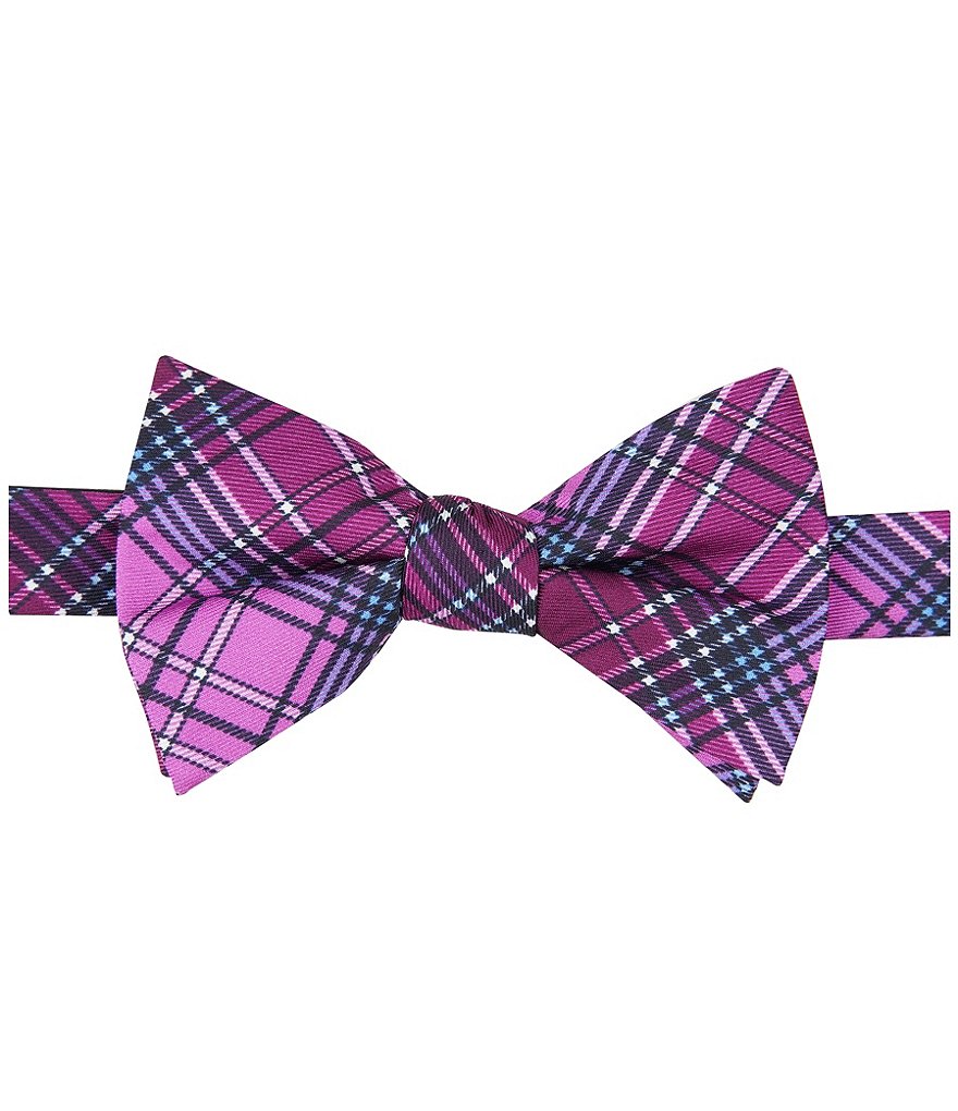 Шелковый галстук-бабочка Cremieux с клетчатым принтом, фиолетовый
