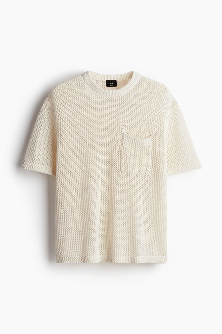 

Футболка из ажурной вязки свободного кроя H&M, бежевый