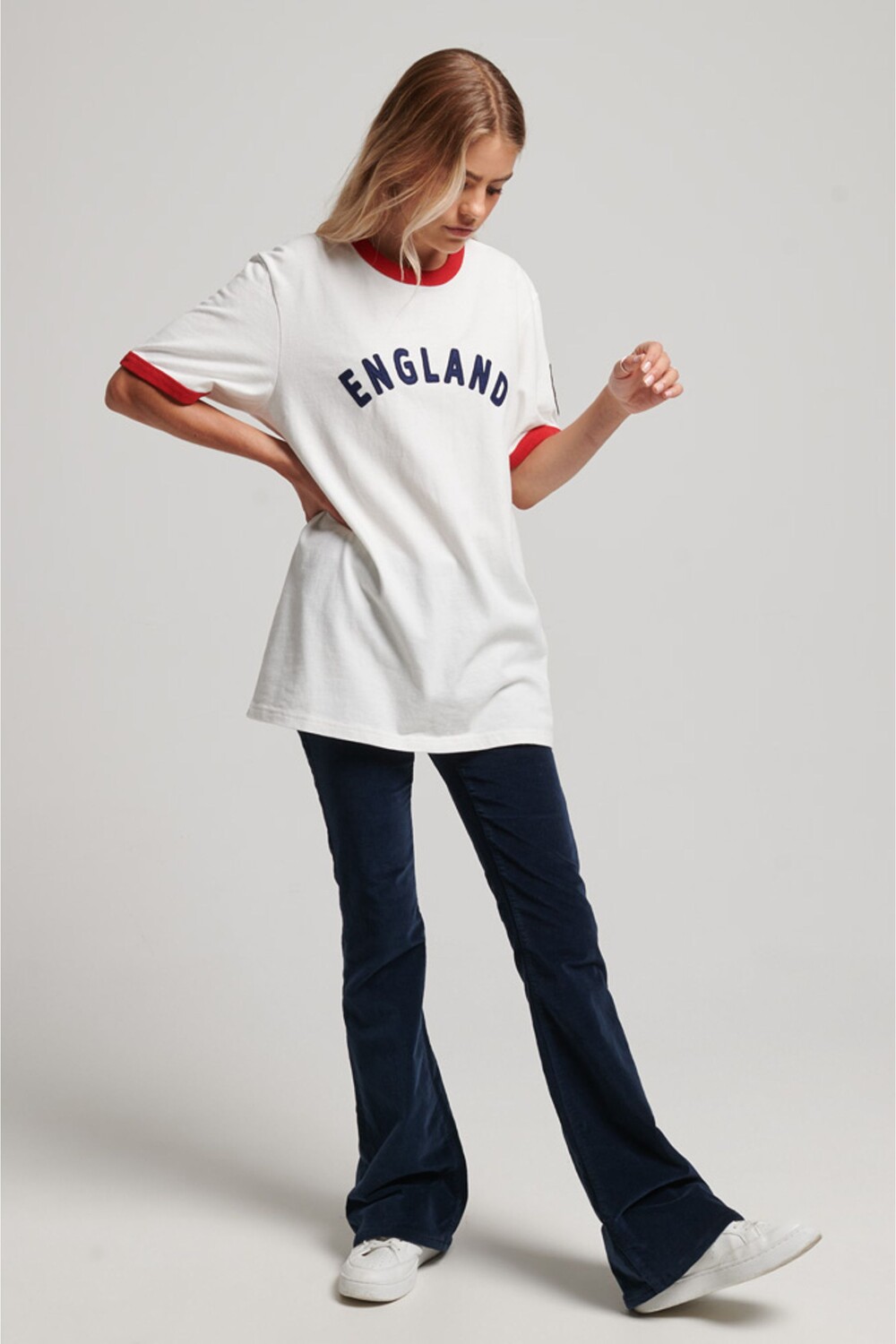 

Футболка Football England с широкими рукавами Superdry, белый