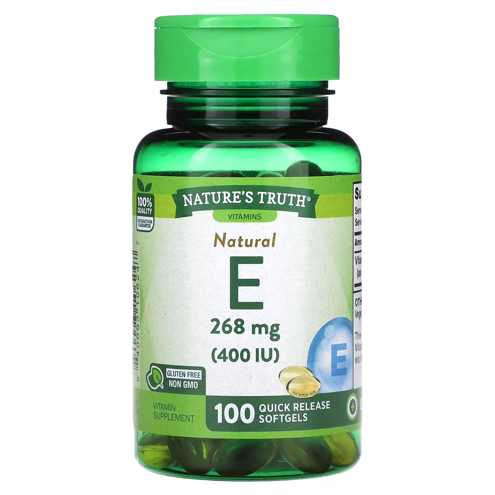Витаминная добавка Nature's Truth Natural E 268 мг, 100 мягких таблеток авз косточка для собак с морской капустой добавка минерально витаминная 100 таблеток