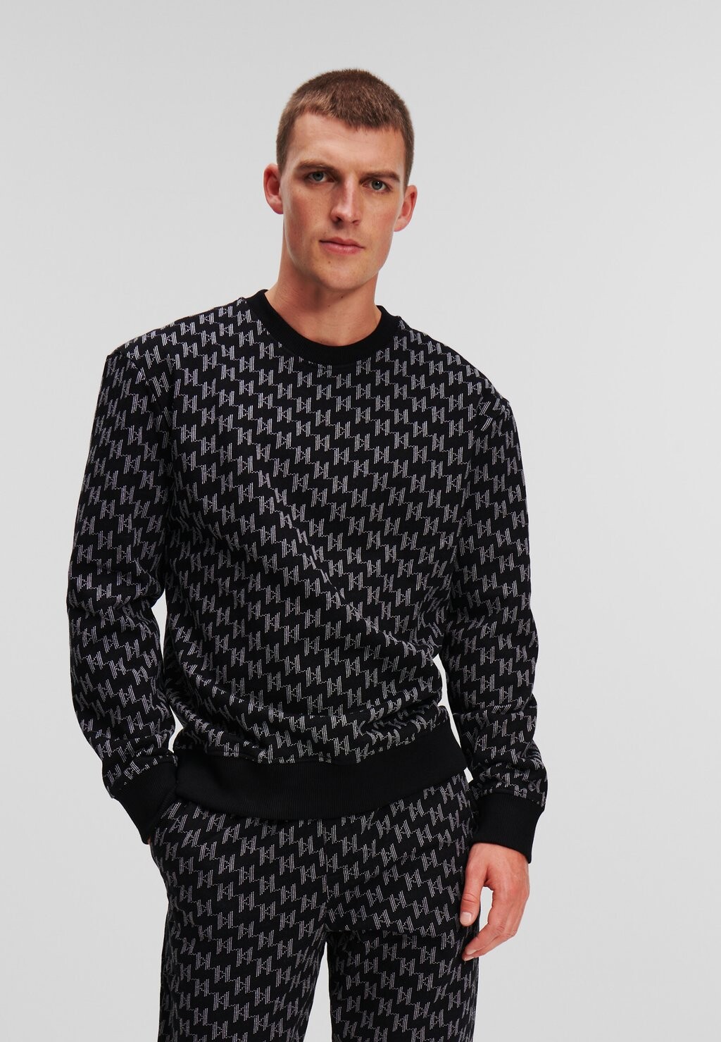 

Толстовка MONOGRAM JACQUARD KARL LAGERFELD, черно-серый kl monogram, Черный