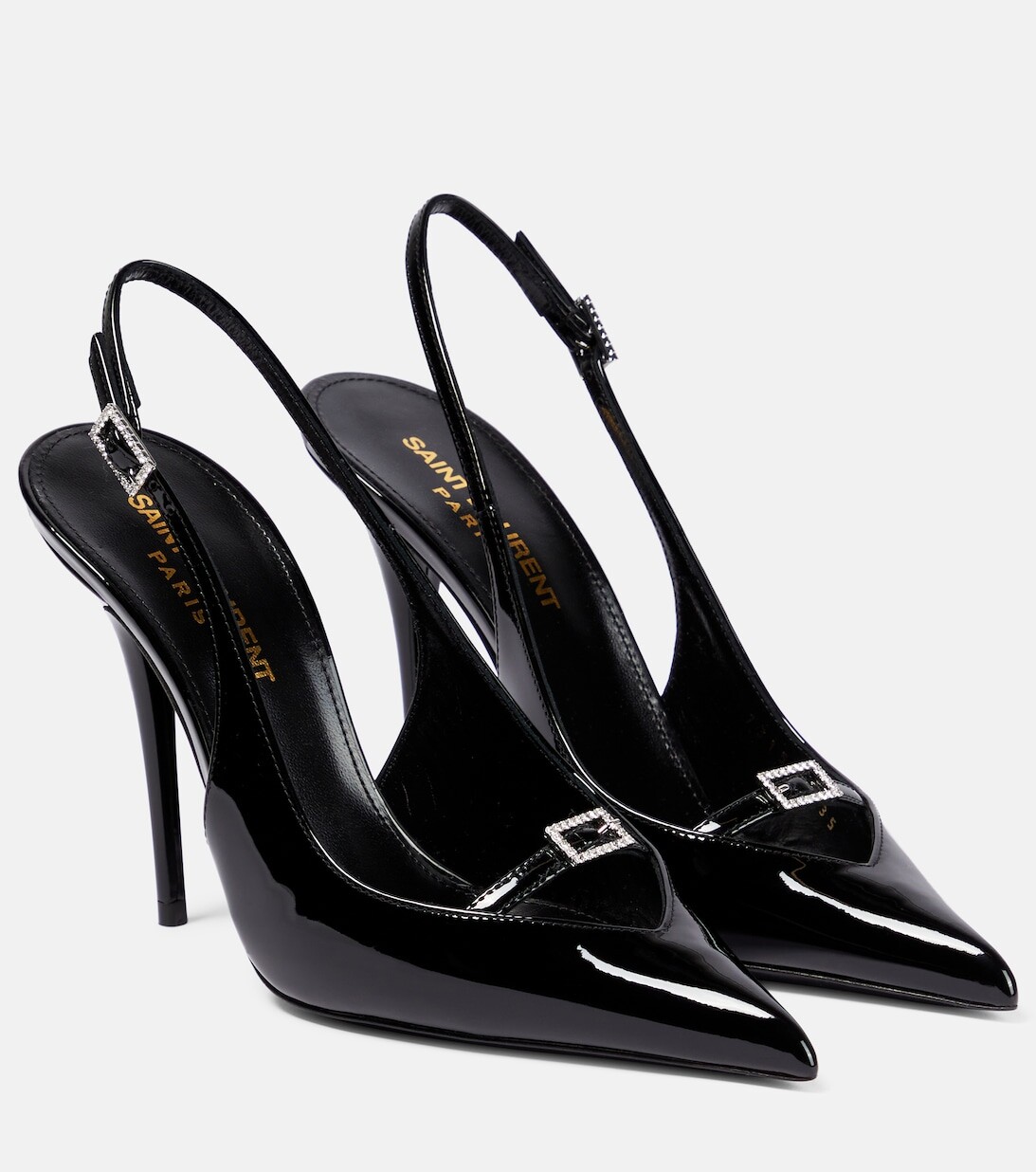 

Туфли-лодочки Luna 105 из лакированной кожи с ремешком на пятке Saint Laurent, черный