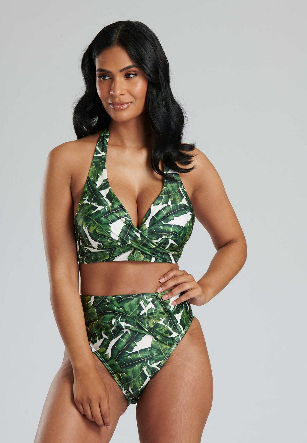 

Бикини SETS LEAF PRINT TWIST MOULDED CUP WITH HIGH LEG South Beach, цвет green