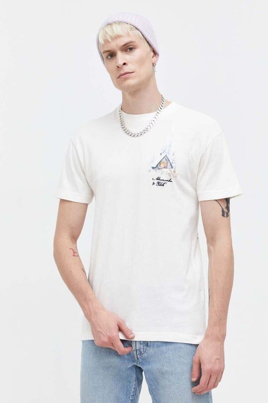 

Хлопковая футболка Abercrombie & Fitch, бежевый