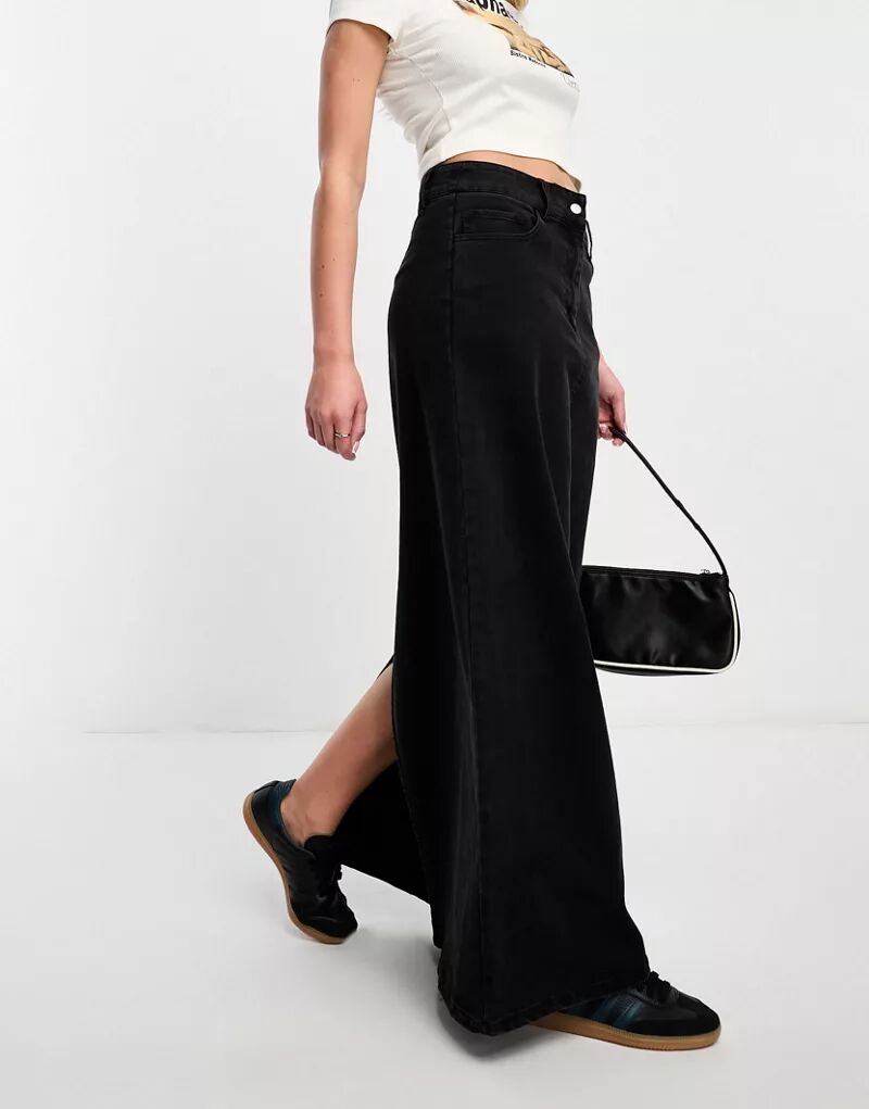 Черная длинная джинсовая юбка макси Vero Moda белая юбка макси с кулиской vero moda maternity