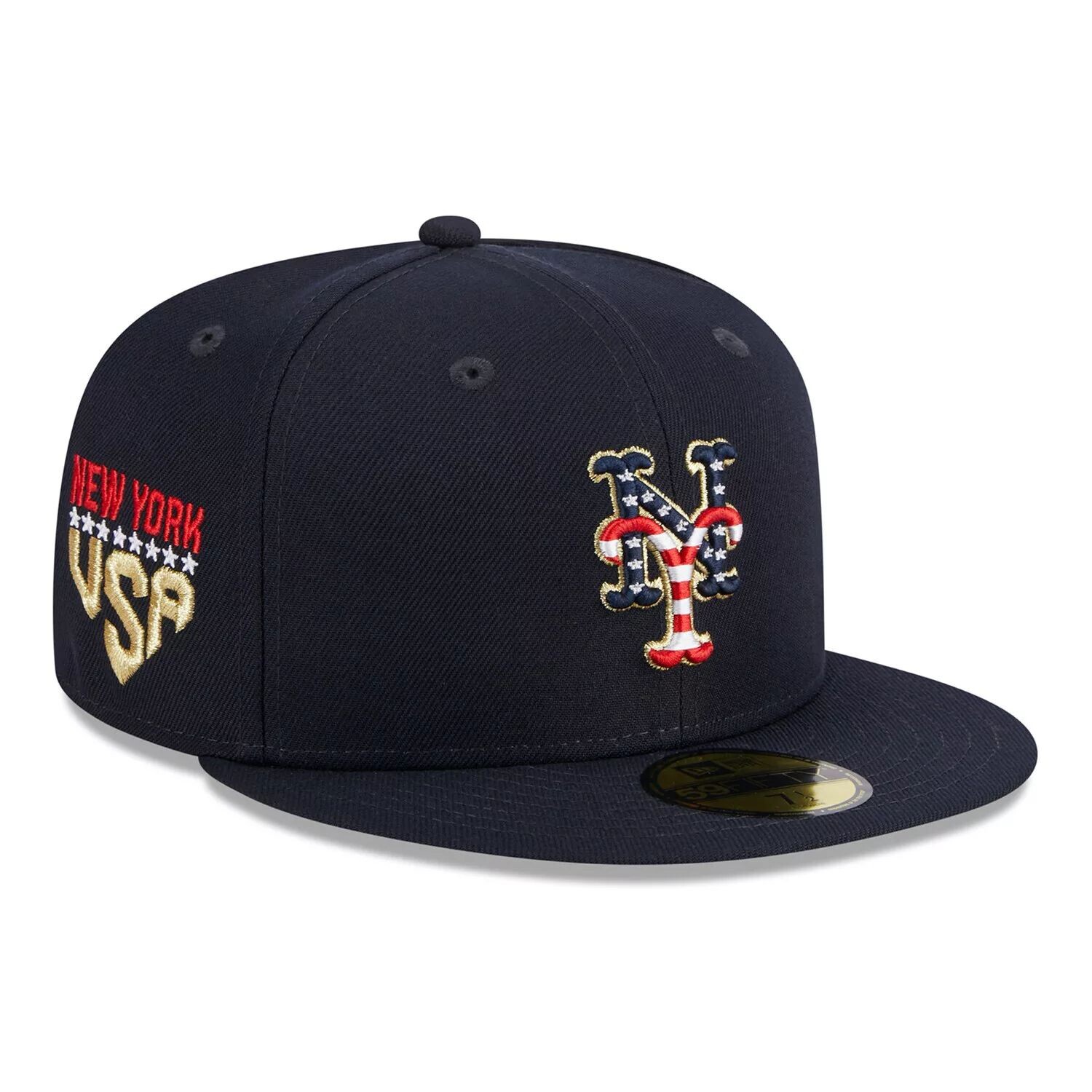 

Мужская облегающая шляпа New Era Navy New York Mets 2023 Fourth of июля 59FIFTY