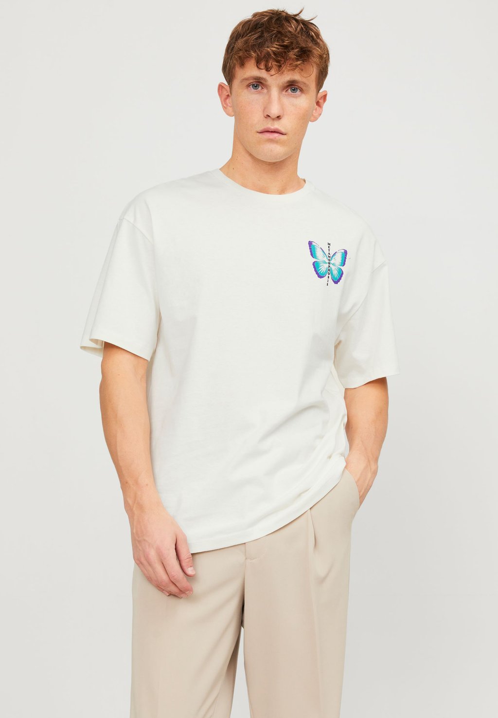 

Футболка с принтом Jorexpansion Tee Crew Neck Unisex Jack & Jones, цвет egret