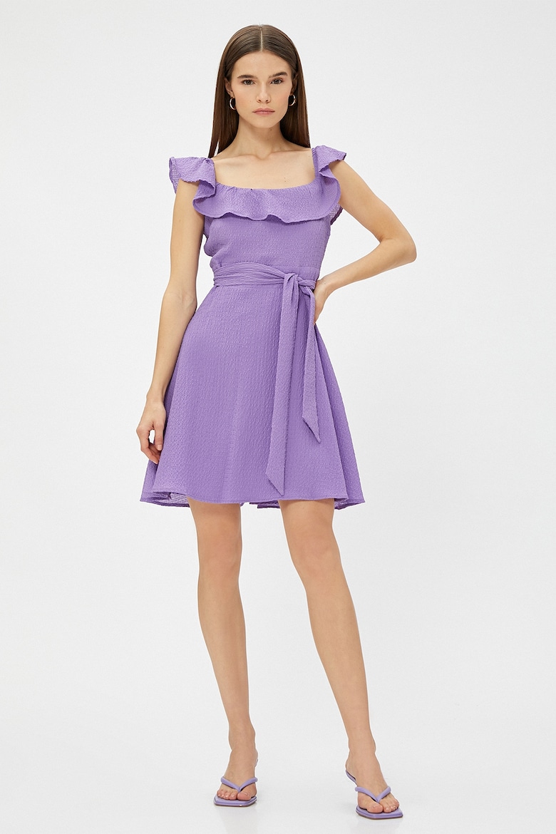 цена Вырезное платье с текстильным поясом Koton, фиолетовый