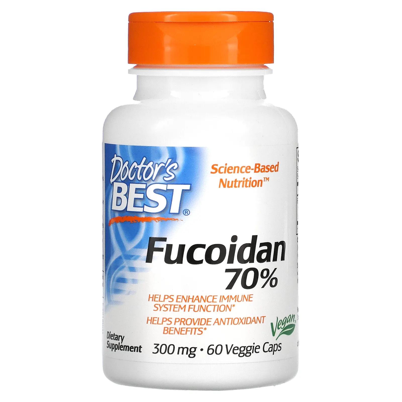 Doctor's Best Фукоидан Best Fucoidan 70% 60 вегетарианских капсул doctor s best energy coq10 nadh и b12 60 вегетарианских капсул