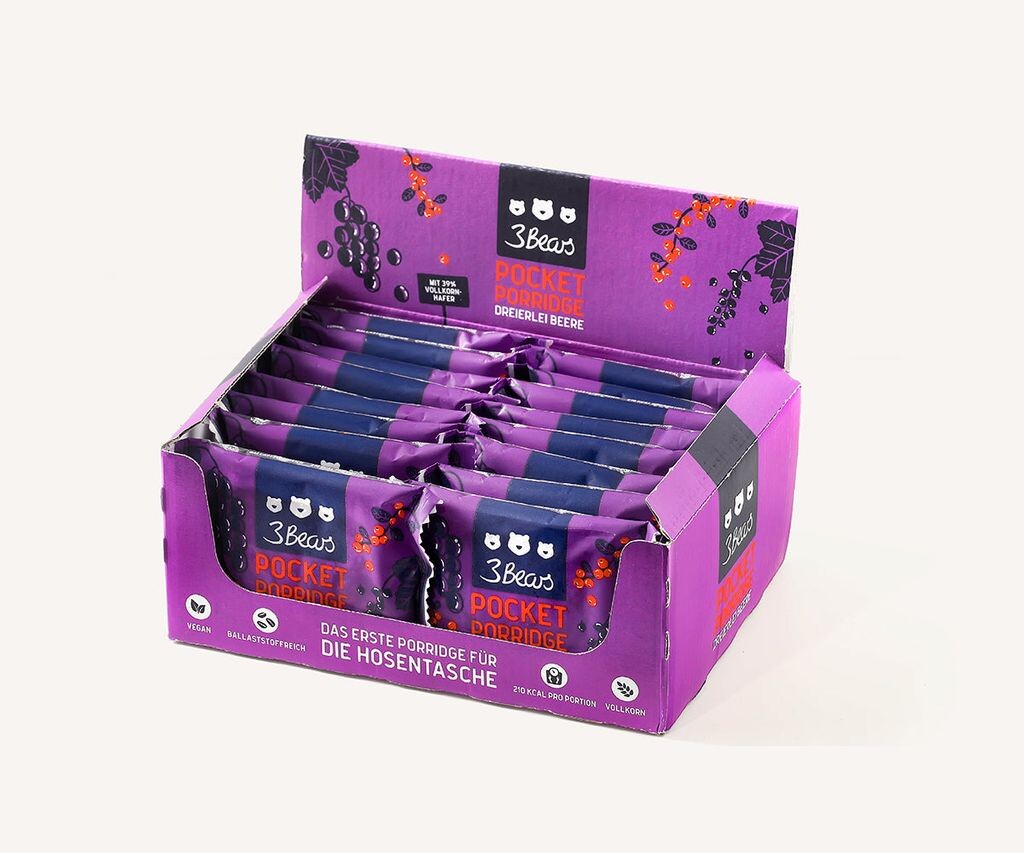 

3Bears Pocket Porridge Овсяные батончики Triple Berry - 16 батончиков