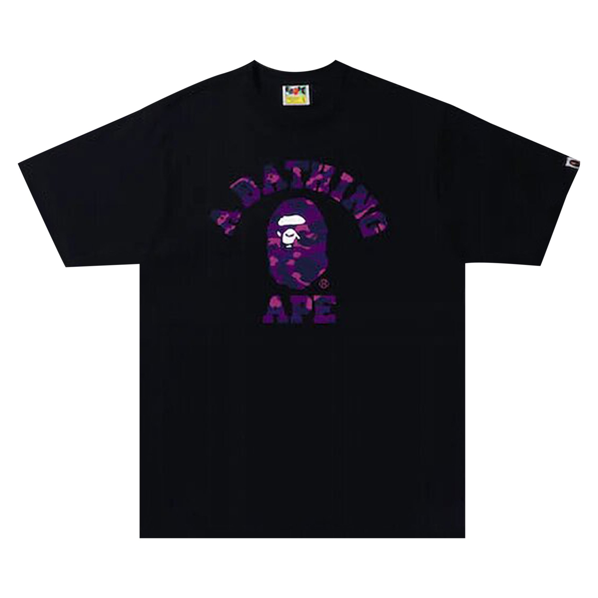 футболка для колледжа bape color camo фиолетовый Футболка BAPE Color Camo Черный/Фиолетовый