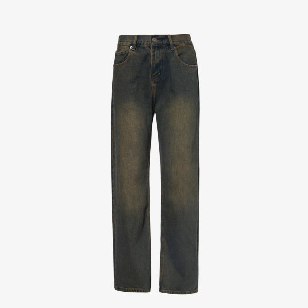 Широкие джинсы из денима с высокой посадкой Wynn Hamlyn, цвет dirty wash