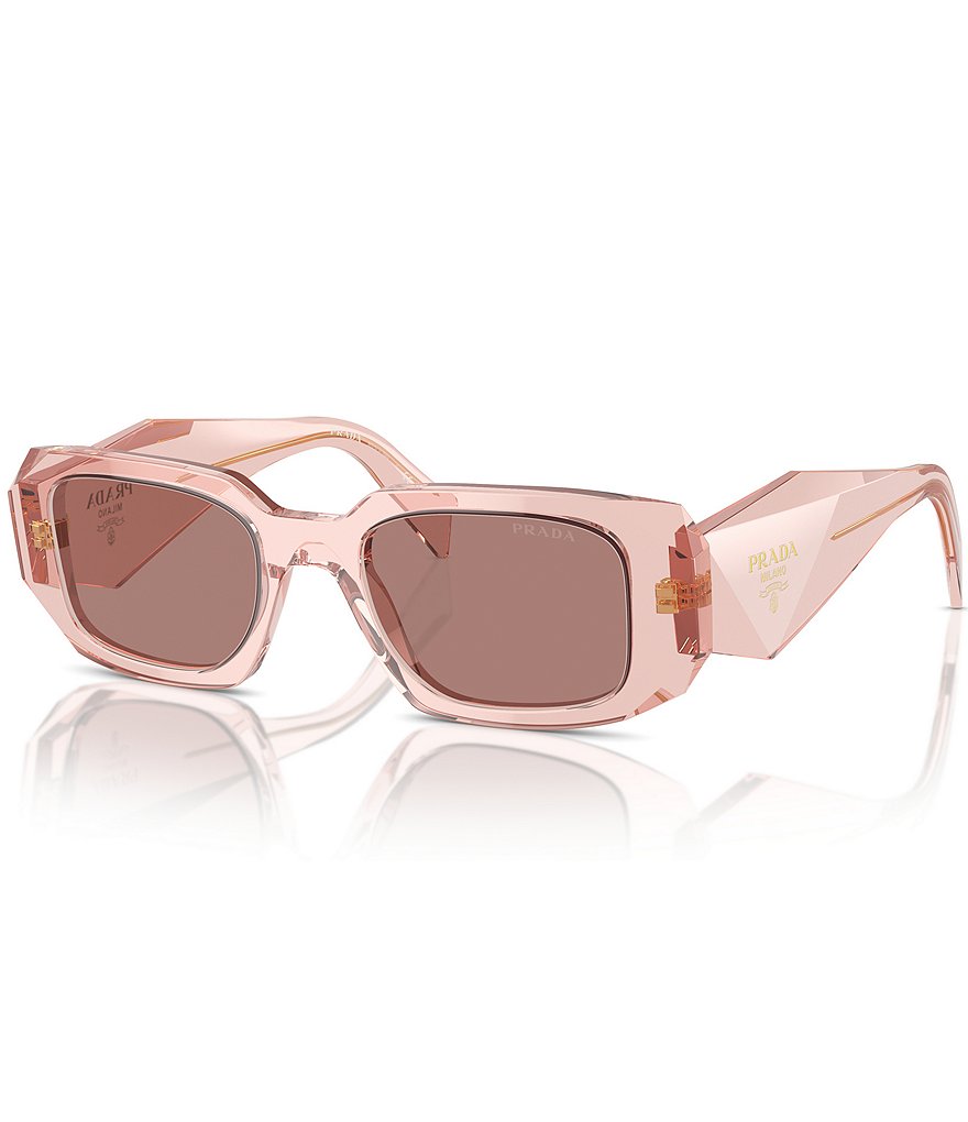 цена Prada унисекс PR17WS 49 мм прозрачные прямоугольные солнцезащитные очки, оранжевый