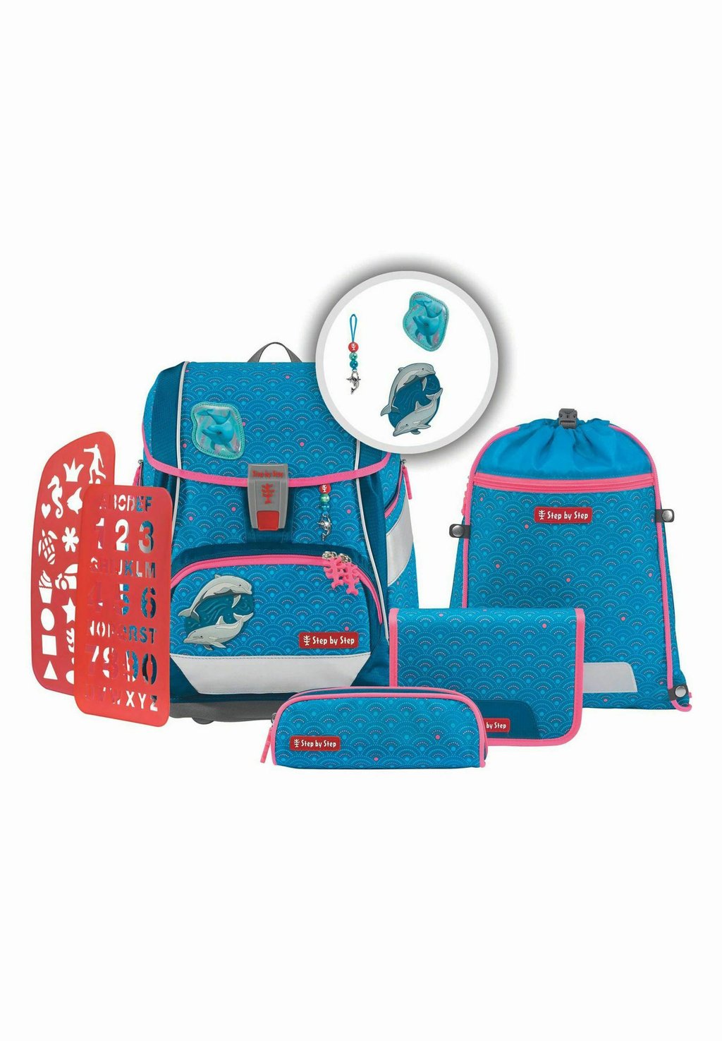 Набор школьных сумок 2 IN 1 PLUS PEGASUS EMILY Step by Step, цвет dolphin pippa