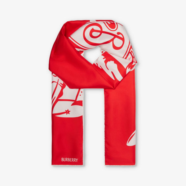 цена Большой шелковый шарф с графическим принтом equestrian knight design Burberry, цвет pillar