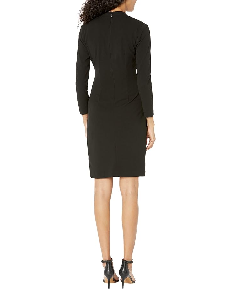 цена Платье DKNY Long Sleeve V-Neck Dress with Hardware, черный