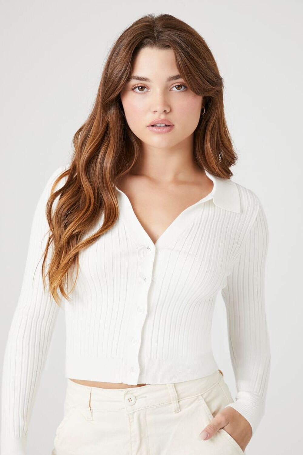

Рубашка с длинными рукавами из свитера Forever 21, белый