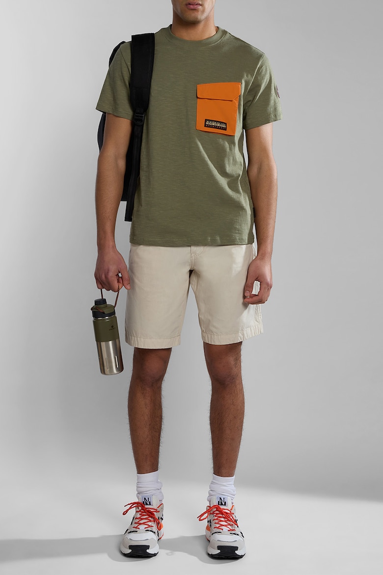 Хлопковая футболка с карманом на клапане Napapijri, зеленый