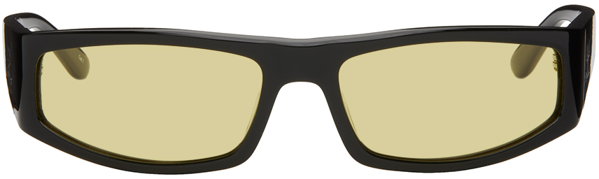 Черные солнцезащитные очки из технического материала Courreges, цвет Black/Yellow