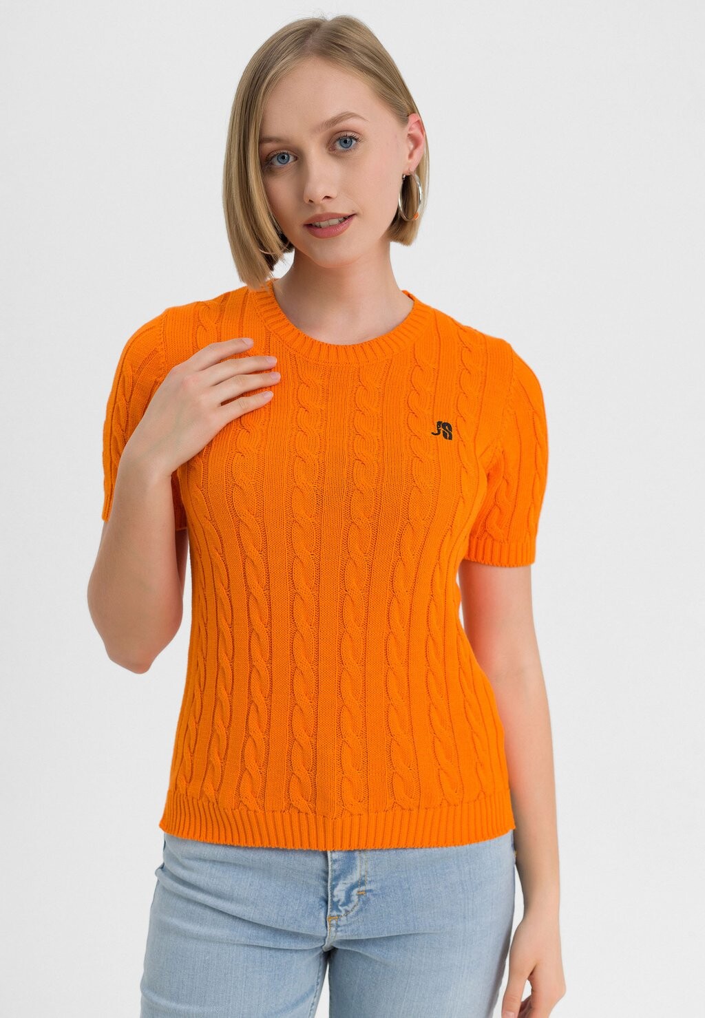 

Базовая футболка Cable Crewneck Felix Hardy, цвет orange