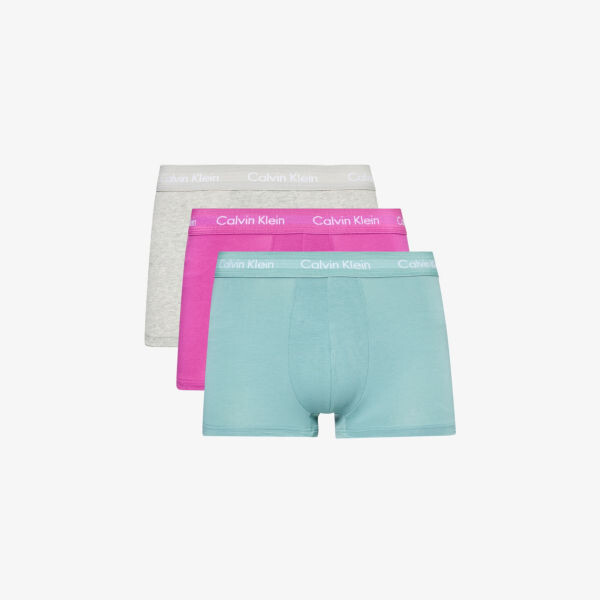 

Набор из трех плавок низкой посадки с фирменным поясом из эластичного хлопка Calvin Klein, мультиколор