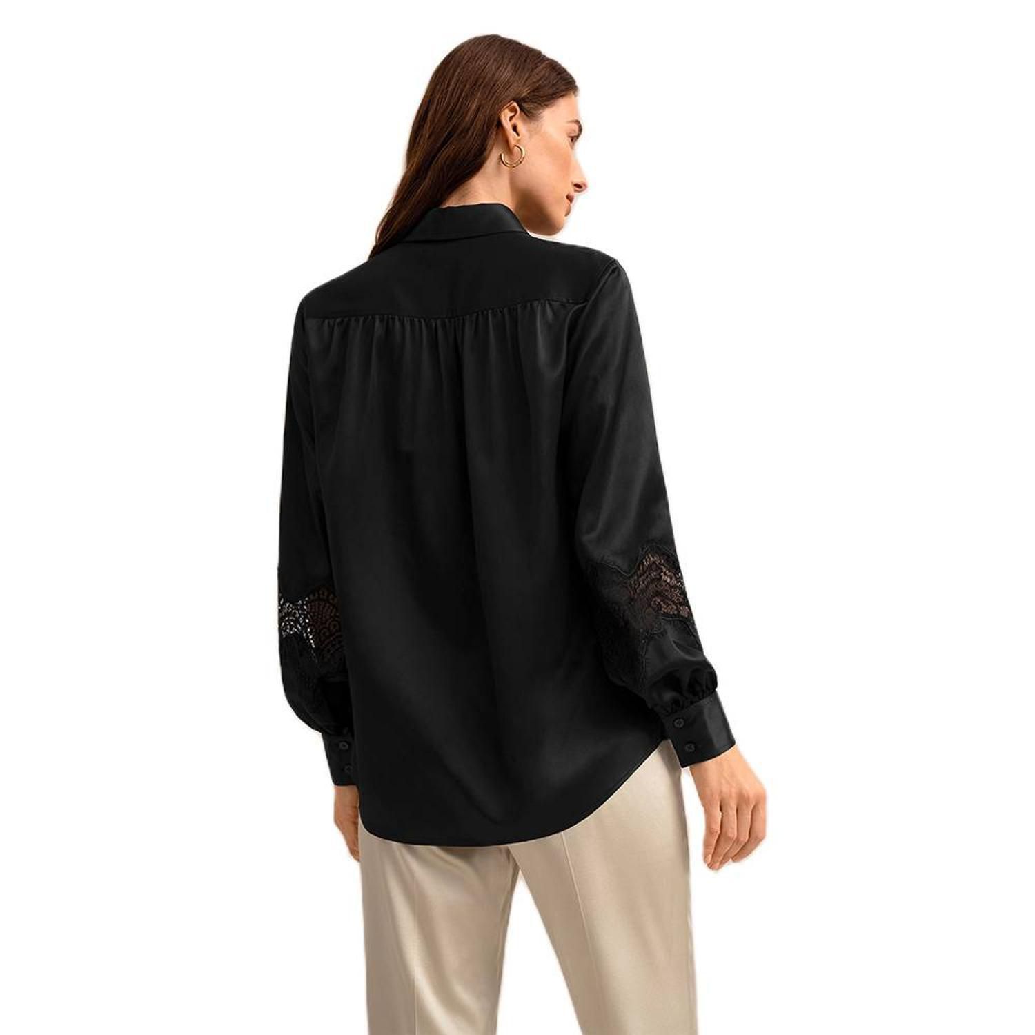 LILYSILK Кружевная блузка Armeria для женщин Lilysilk, черный
