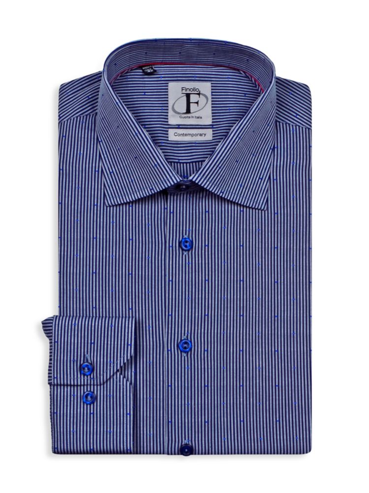 Полосатая классическая рубашка современного кроя Finollo, синий