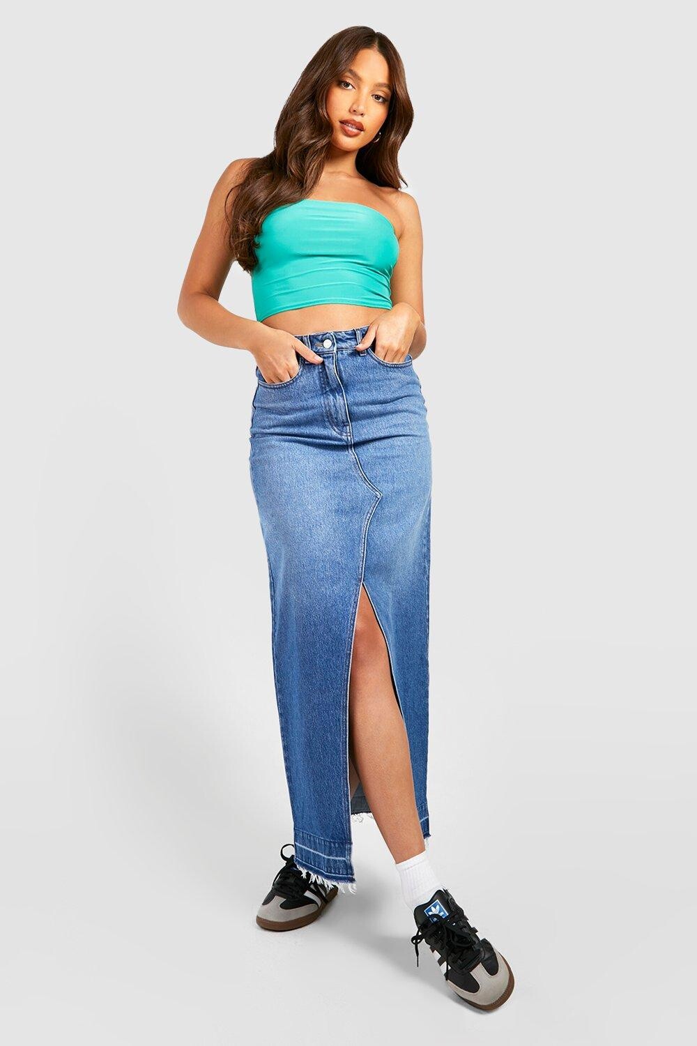 

Высокий объединенный укороченный топ-бандо Boohoo, бирюзовый