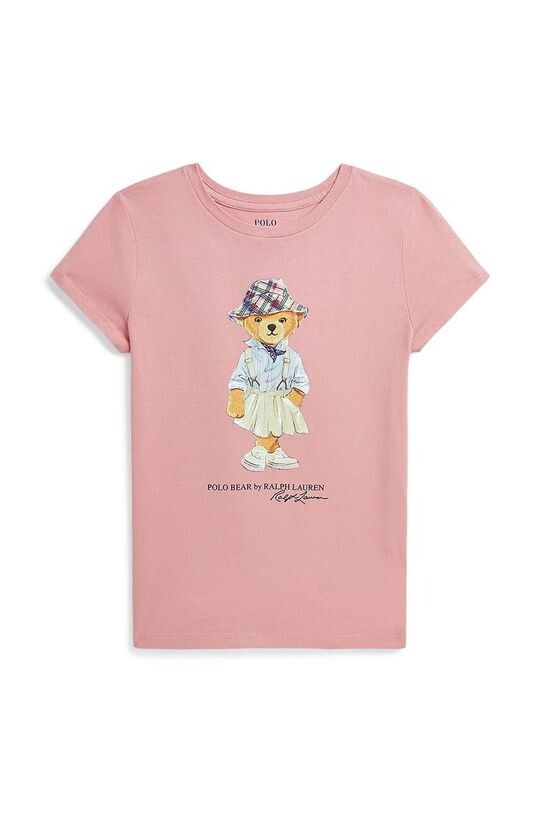 

Детская хлопковая футболка Polo Ralph Lauren, розовый