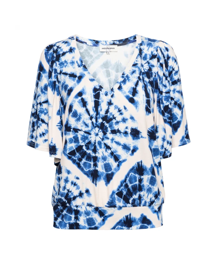 

Топ Tie Dye с v образным вырезом и короткими рукавами &Co Woman, мультиколор