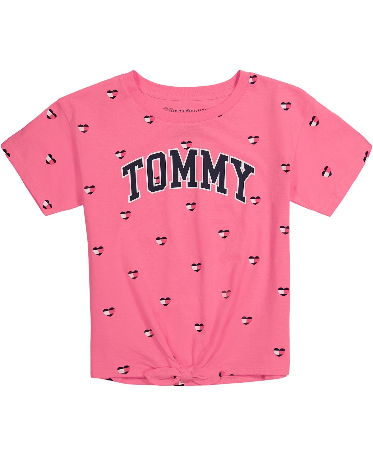 

Футболка Big Girls с логотипом в форме сердца и завязкой спереди Tommy Hilfiger