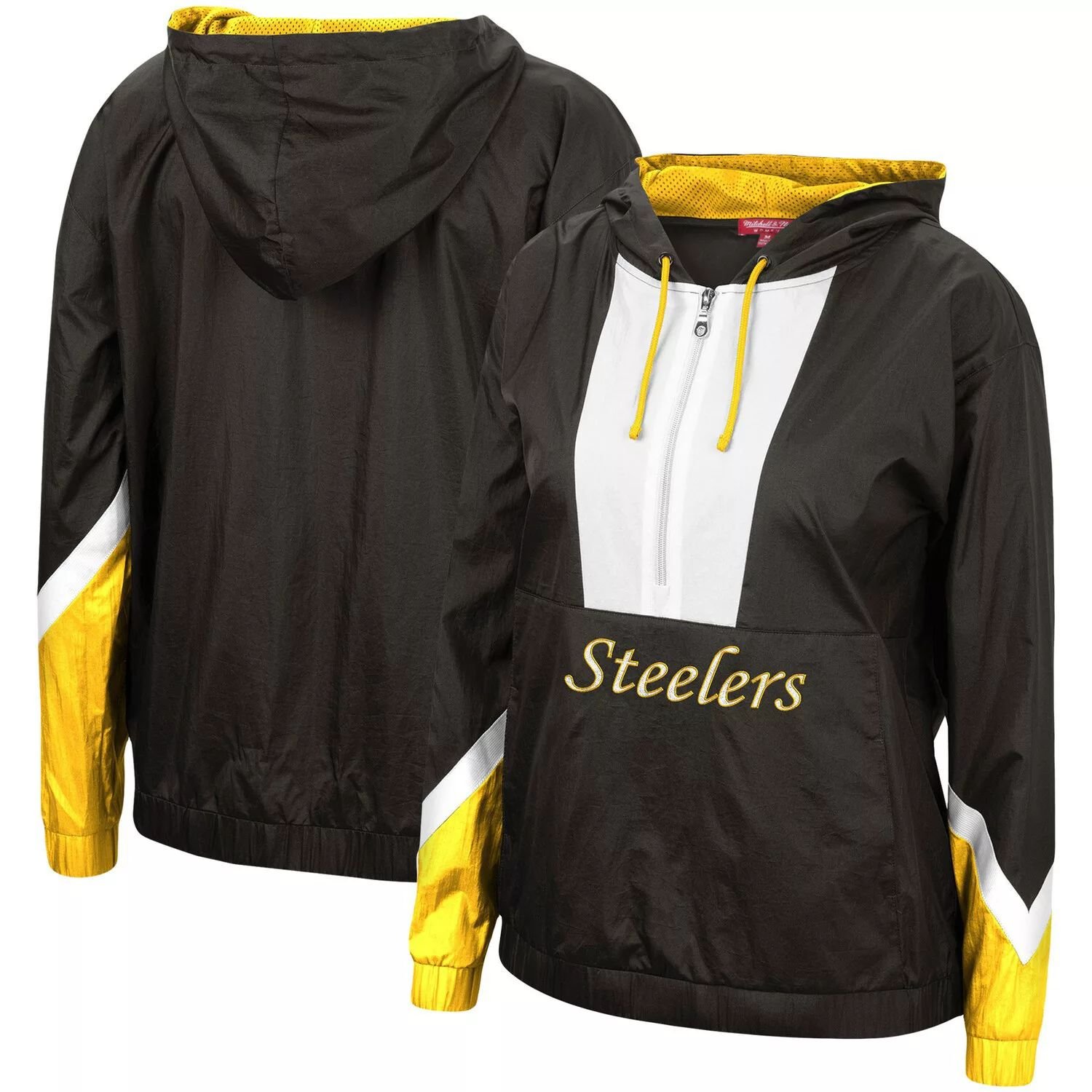 

Женская черная ветровка с капюшоном на молнии Mitchell & Ness Pittsburgh Steelers, Черный