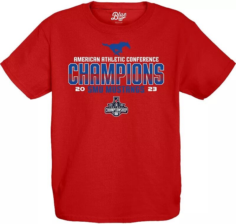 

Blue 84 Футболка Youth Southern Methodist Mustangs 2023 American Champions