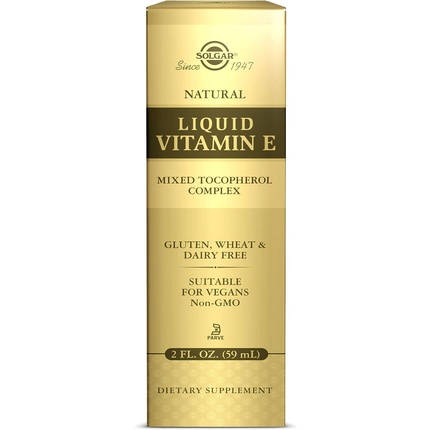 Жидкий витамин Е из натурального источника, 59,2 мл — поддержка иммунитета — веганский, Solgar