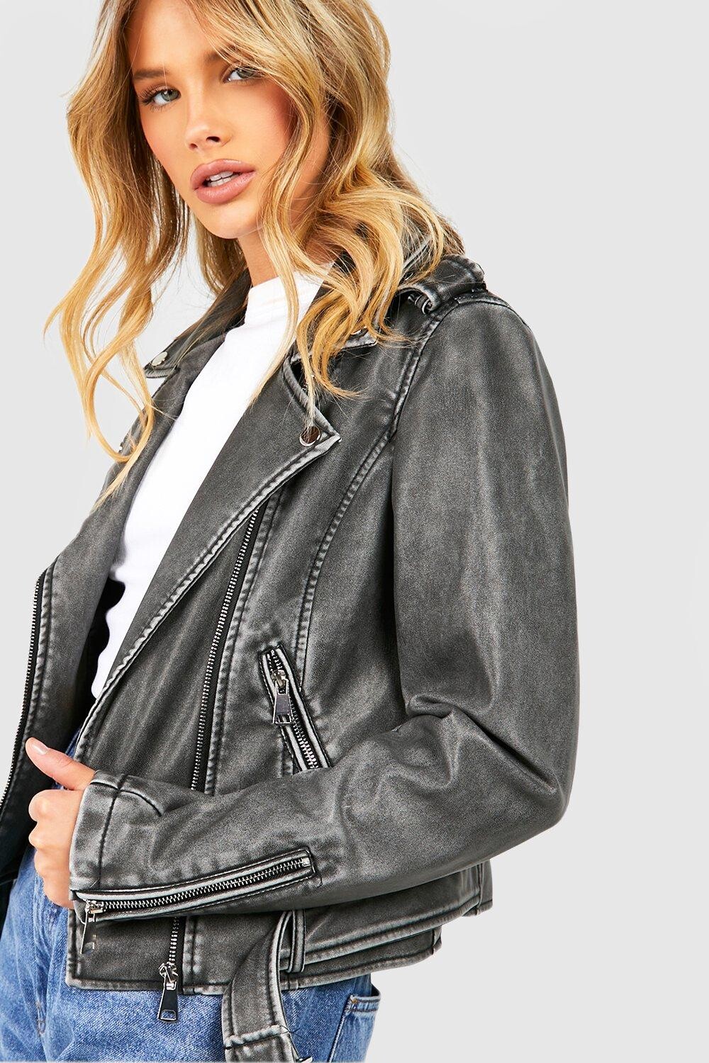 

Винтажная байкерская куртка boohoo, черный