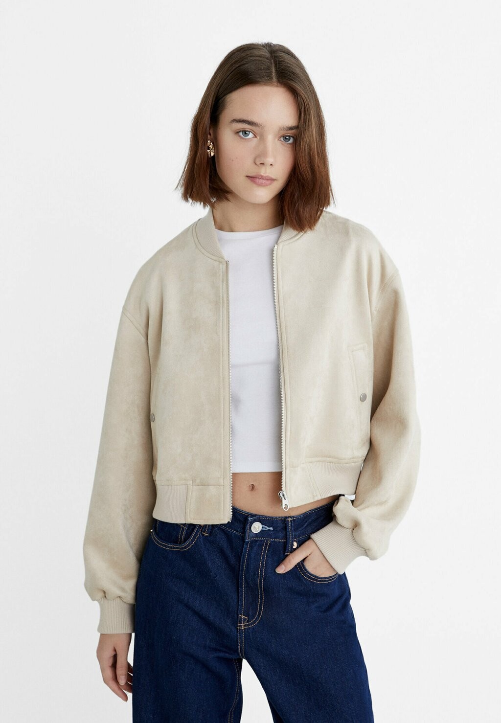 

Бомбер Stradivarius, цвет stone