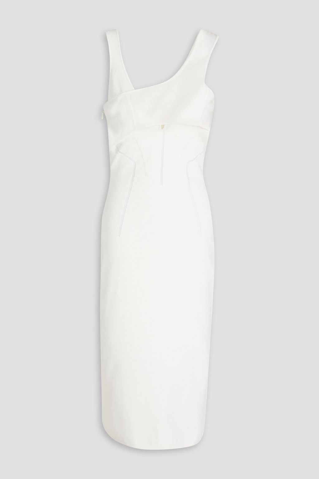 Платье миди эластичной вязки с тюлевой отделкой HERVÉ LÉGER, белый