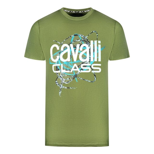 

Футболка из змеиной кожи с надписью Cavalli Class, зеленый