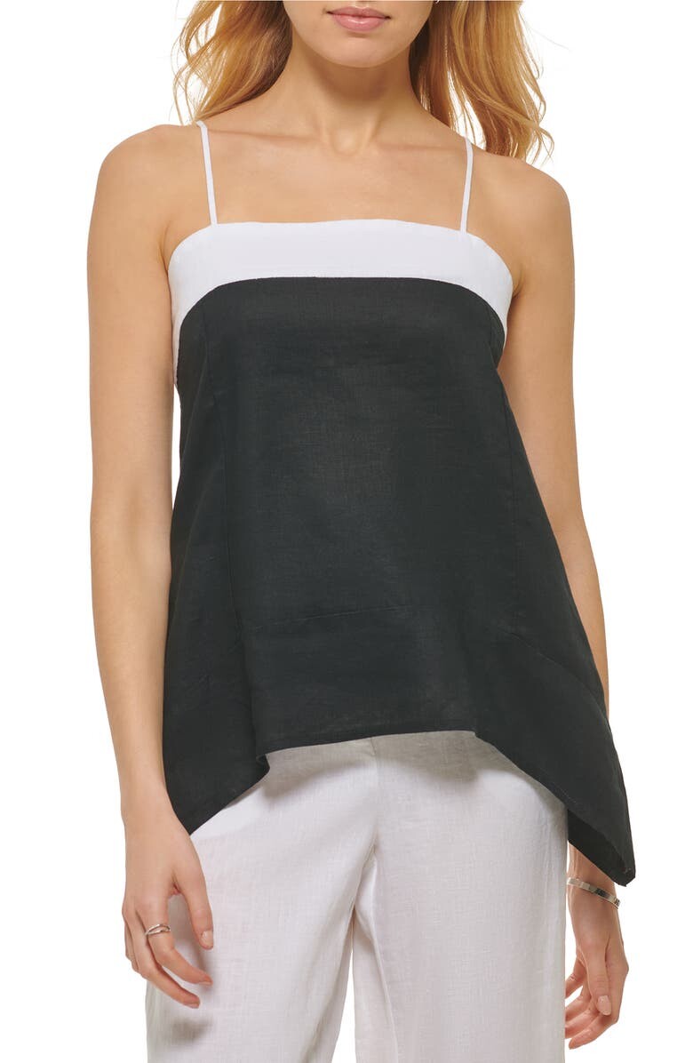 

Льняная майка с кромкой из носового платка DKNY