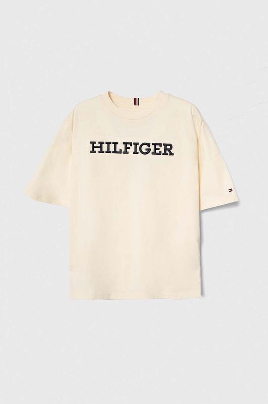 

Детская хлопковая футболка Tommy Hilfiger, бежевый