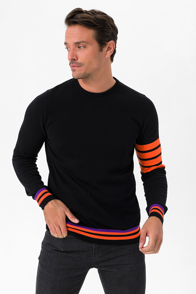Полосатый свитер с овальным вырезом Felix Hardy, черный