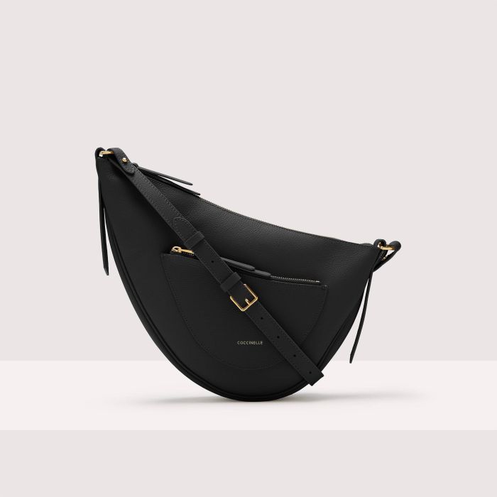 Двусторонняя кожаная сумка через плечо Coccinelle SNUGGIE SMALL, черный сумка хобо coccinelle maelody черный