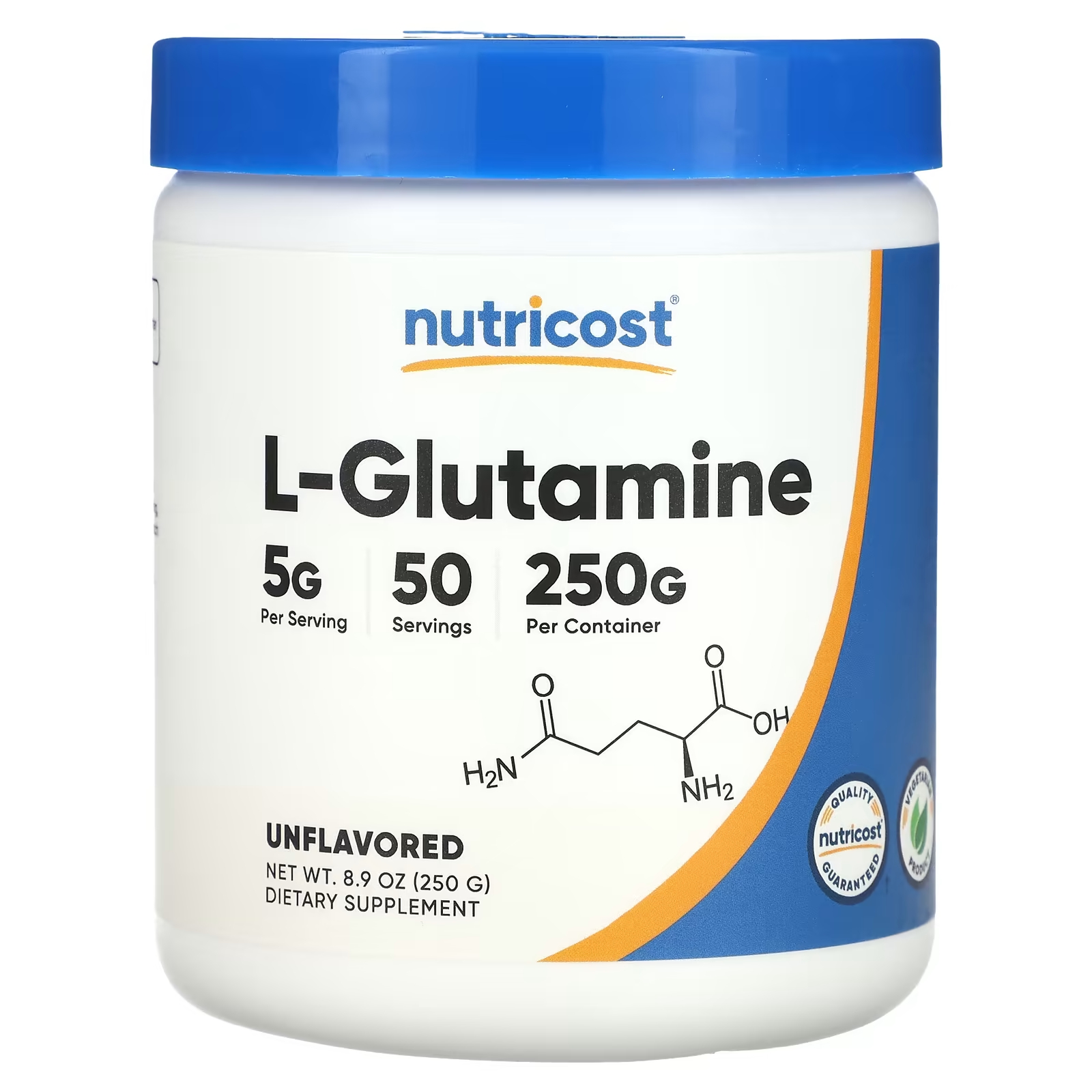 L-глютамин Nutricost, 250 г nutricost l глютамин без добавок 5 г 2 2 фунта 35 3 унции