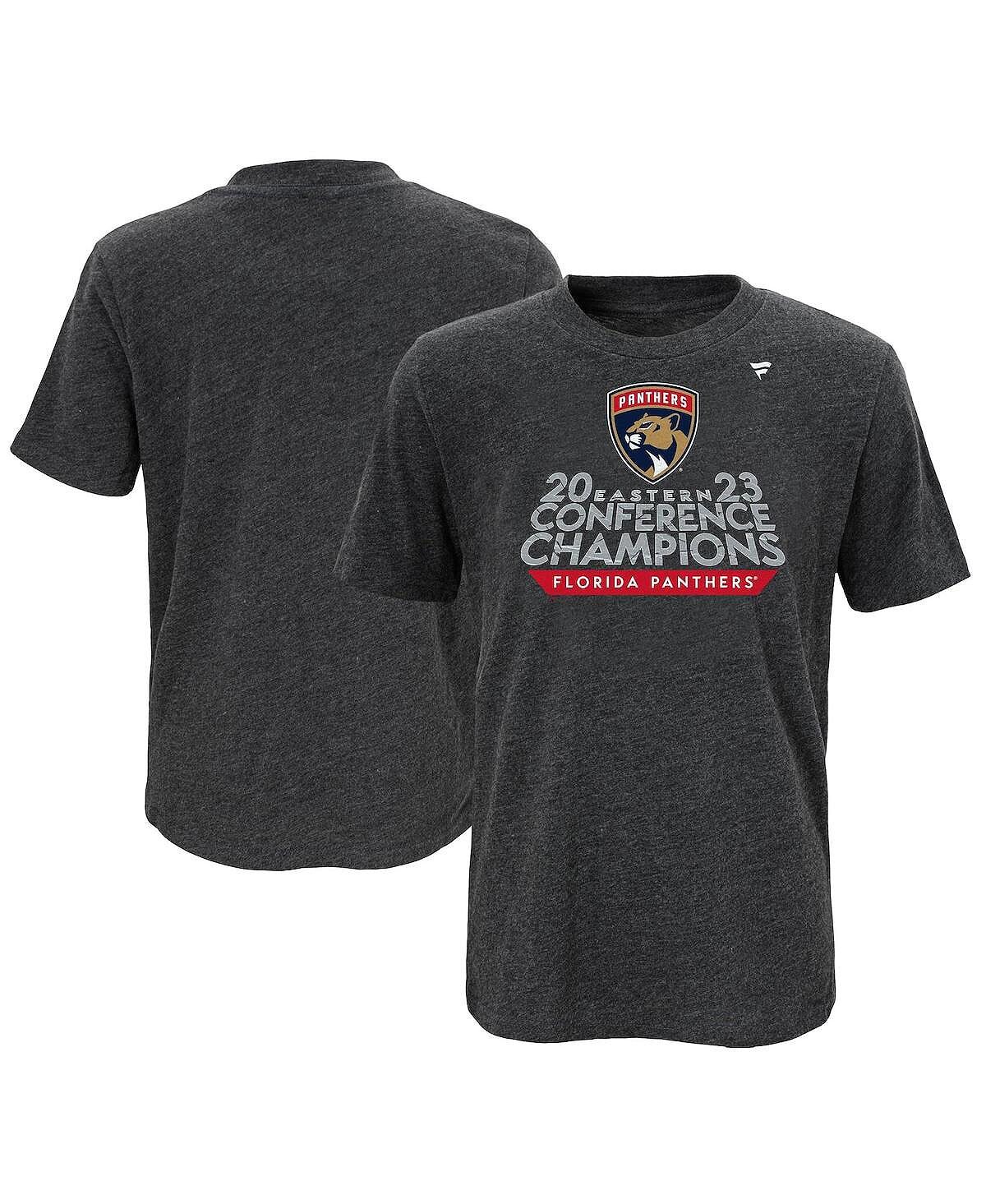 

Футболка с логотипом Big Boys Heather Charcoal Florida Panthers Чемпионов Восточной конференции 2023 в раздевалке Fanatics
