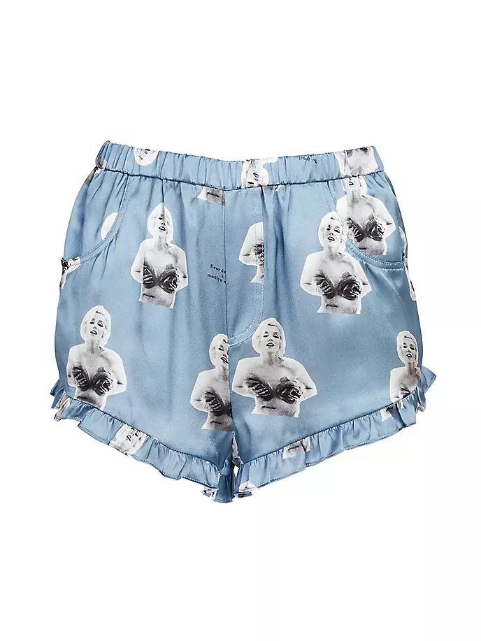 Пижамные шорты с рюшами Fleur du Mal x Marilyn Monroe Fleur Du Mal, цвет maralyn rose print